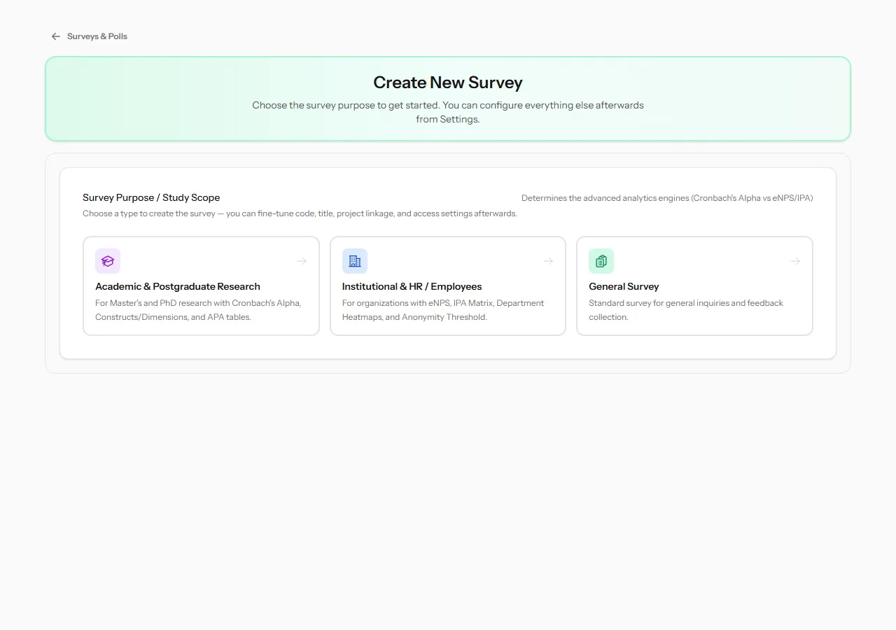 Choosing the survey purpose